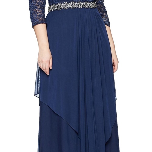 NEW Alex Evenings [ PLUS 18W ]‎ V-Neck Lace Embellished Waist Gown - Picture 3 of 15